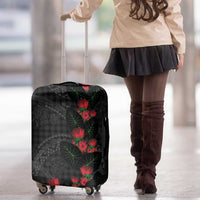 Hawaiian Kakau Art Luggage Cover Taro Leaves with Ohia Lehua and Pakala Pattern - Polynesian Pride