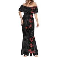 Hawaiian Kakau Art Mermaid Dress Taro Leaves with Ohia Lehua and Pakala Pattern LT03 - Polynesian Pride