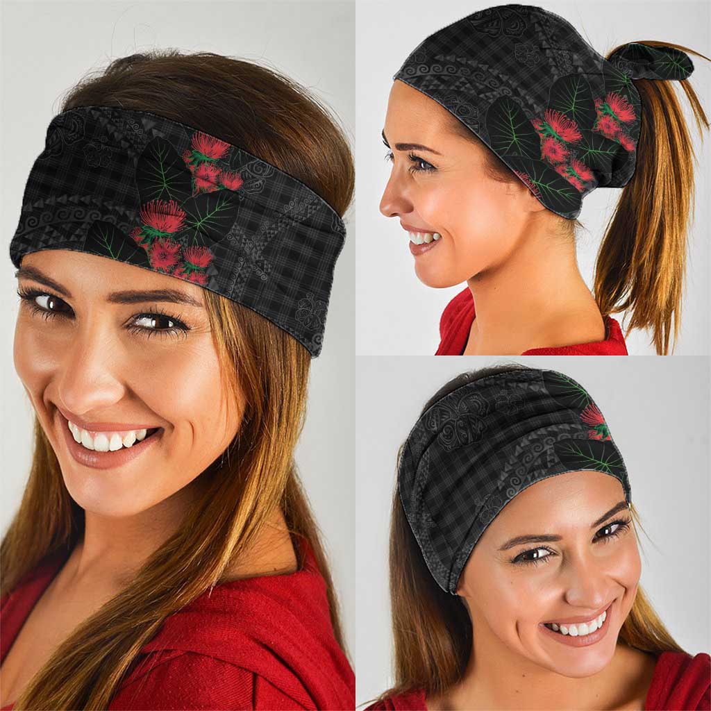Hawaiian Kakau Art Neck Gaiter Taro Leaves with Ohia Lehua and Pakala Pattern LT03 - Polynesian Pride