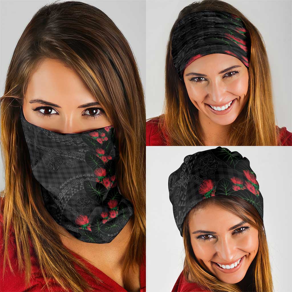 Hawaiian Kakau Art Neck Gaiter Taro Leaves with Ohia Lehua and Pakala Pattern LT03 - Polynesian Pride
