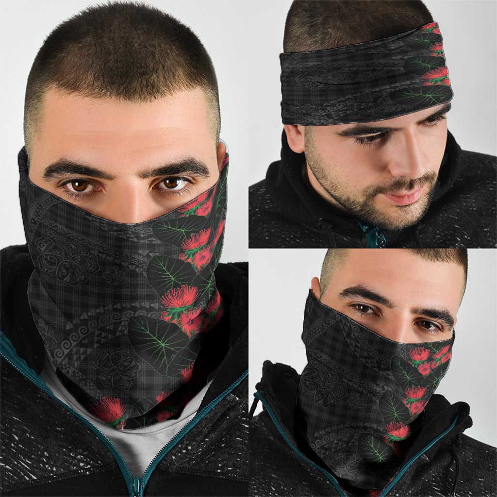 Hawaiian Kakau Art Neck Gaiter Taro Leaves with Ohia Lehua and Pakala Pattern LT03 - Polynesian Pride