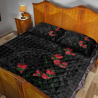 Hawaiian Kakau Art Quilt Bed Set Taro Leaves with Ohia Lehua and Pakala Pattern LT03 - Polynesian Pride