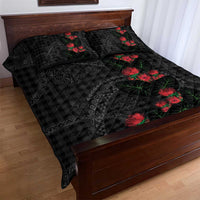 Hawaiian Kakau Art Quilt Bed Set Taro Leaves with Ohia Lehua and Pakala Pattern LT03 - Polynesian Pride