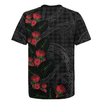 Hawaiian Kakau Art Rugby Jersey Taro Leaves with Ohia Lehua and Pakala Pattern LT03 - Polynesian Pride