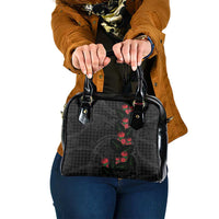 Hawaiian Kakau Art Shoulder Handbag Taro Leaves with Ohia Lehua and Pakala Pattern LT03 One Size Black - Polynesian Pride