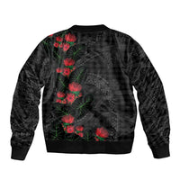 Hawaiian Kakau Art Sleeve Zip Bomber Jacket Taro Leaves with Ohia Lehua and Pakala Pattern LT03 - Polynesian Pride