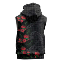 Hawaiian Kakau Art Sleeveless Hoodie Taro Leaves with Ohia Lehua and Pakala Pattern LT03 - Polynesian Pride