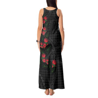 Hawaiian Kakau Art Tank Maxi Dress Taro Leaves with Ohia Lehua and Pakala Pattern LT03 - Polynesian Pride