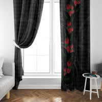 Hawaiian Kakau Art Window Curtain Taro Leaves with Ohia Lehua and Pakala Pattern LT03 - Polynesian Pride
