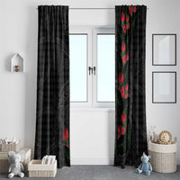 Hawaiian Kakau Art Window Curtain Taro Leaves with Ohia Lehua and Pakala Pattern LT03 - Polynesian Pride