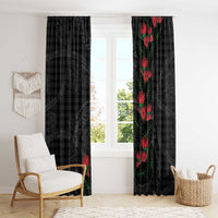 Hawaiian Kakau Art Window Curtain Taro Leaves with Ohia Lehua and Pakala Pattern LT03 - Polynesian Pride