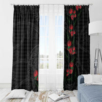 Hawaiian Kakau Art Window Curtain Taro Leaves with Ohia Lehua and Pakala Pattern LT03 - Polynesian Pride