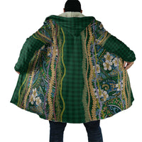 Hawaiian Art Flower Tribal with Lei Cloak Palaka Pattern Green Color - Polynesian Pride