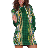Hawaiian Art Flower Tribal with Lei Hoodie Dress Palaka Pattern Green Color LT03 Green - Polynesian Pride