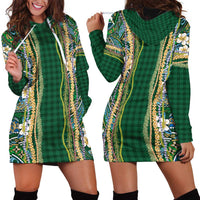 Hawaiian Art Flower Tribal with Lei Hoodie Dress Palaka Pattern Green Color LT03 - Polynesian Pride