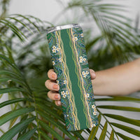 Hawaiian Art Flower Tribal with Lei Skinny Tumbler Palaka Pattern Green Color LT03 - Polynesian Pride