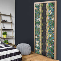 Hawaiian Art Flower Tribal with Lei Door Cover Palaka Pattern Black Color LT03 - Polynesian Pride