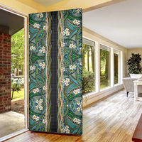 Hawaiian Art Flower Tribal with Lei Door Cover Palaka Pattern Black Color LT03 - Polynesian Pride