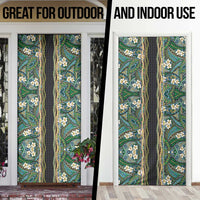Hawaiian Art Flower Tribal with Lei Door Cover Palaka Pattern Black Color LT03 - Polynesian Pride