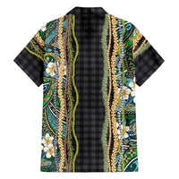 Hawaiian Art Flower Tribal with Lei Hawaiian Shirt Palaka Pattern Black Color LT03 - Polynesian Pride