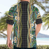 Hawaiian Art Flower Tribal with Lei Hawaiian Shirt Palaka Pattern Black Color LT03 - Polynesian Pride
