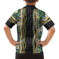 Hawaiian Art Flower Tribal with Lei Hawaiian Shirt Palaka Pattern Black Color LT03 - Polynesian Pride