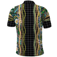 Hawaiian Art Flower Tribal with Lei Polo Shirt Palaka Pattern Black Color LT03 - Polynesian Pride