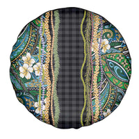 Hawaiian Art Flower Tribal with Lei Spare Tire Cover Palaka Pattern Black Color LT03 - Polynesian Pride