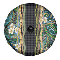 Hawaiian Art Flower Tribal with Lei Spare Tire Cover Palaka Pattern Black Color LT03 - Polynesian Pride