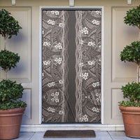 Hawaiian Art Flower Tribal with Lei Door Cover Palaka Pattern Grayscale LT03 Gray - Polynesian Pride