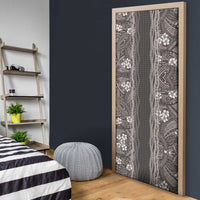 Hawaiian Art Flower Tribal with Lei Door Cover Palaka Pattern Grayscale LT03 - Polynesian Pride