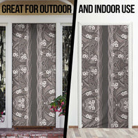 Hawaiian Art Flower Tribal with Lei Door Cover Palaka Pattern Grayscale LT03 - Polynesian Pride