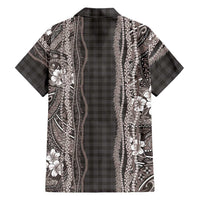 Hawaiian Art Flower Tribal with Lei Family Matching Long Sleeve Bodycon Dress and Hawaiian Shirt Palaka Pattern Grayscale LT03 - Polynesian Pride