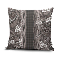 Hawaiian Art Flower Tribal with Lei Pillow Cover Palaka Pattern Grayscale LT03 Gray - Polynesian Pride