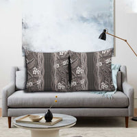 Hawaiian Art Flower Tribal with Lei Pillow Cover Palaka Pattern Grayscale LT03 - Polynesian Pride
