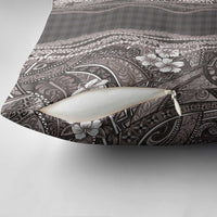 Hawaiian Art Flower Tribal with Lei Pillow Cover Palaka Pattern Grayscale LT03 - Polynesian Pride