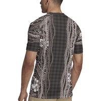 Hawaiian Art Flower Tribal with Lei Rugby Jersey Palaka Pattern Grayscale - Polynesian Pride