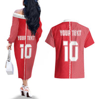 Custom Tahiti Football-Iron Warriors Couples Matching Off The Shoulder Long Sleeve Dress and Hawaiian Shirt LT03 - Polynesian Pride