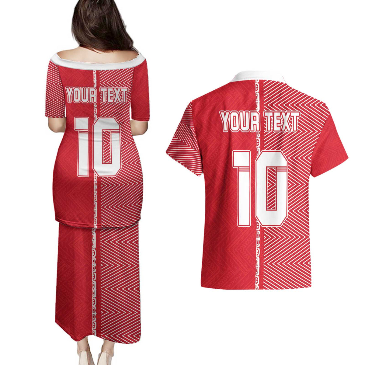 Custom Tahiti Football-Iron Warriors Couples Matching Puletasi and Hawaiian Shirt