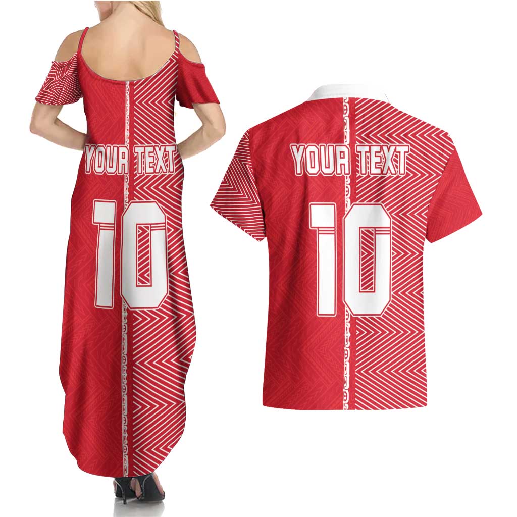 Custom Tahiti Football-Iron Warriors Couples Matching Summer Maxi Dress and Hawaiian Shirt LT03 - Polynesian Pride