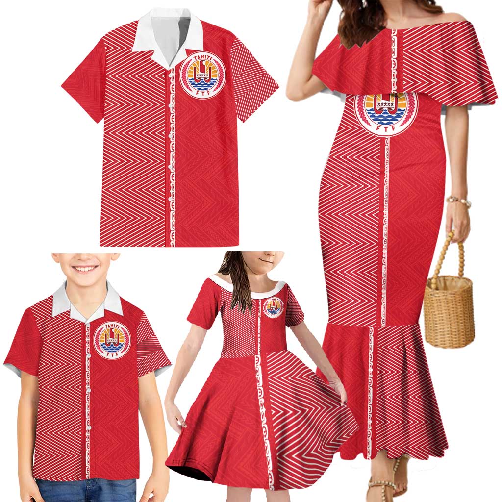 Custom Tahiti Football-Iron Warriors Family Matching Mermaid Dress and Hawaiian Shirt LT03 - Polynesian Pride