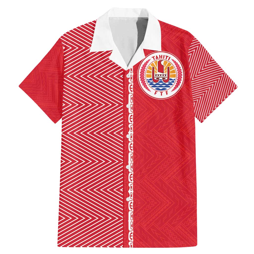 Custom Tahiti Football-Iron Warriors Family Matching Mermaid Dress and Hawaiian Shirt LT03 Dad's Shirt - Short Sleeve Red - Polynesian Pride