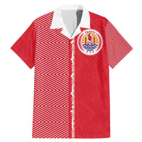 Custom Tahiti Football-Iron Warriors Family Matching Mermaid Dress and Hawaiian Shirt LT03 Dad's Shirt - Short Sleeve Red - Polynesian Pride