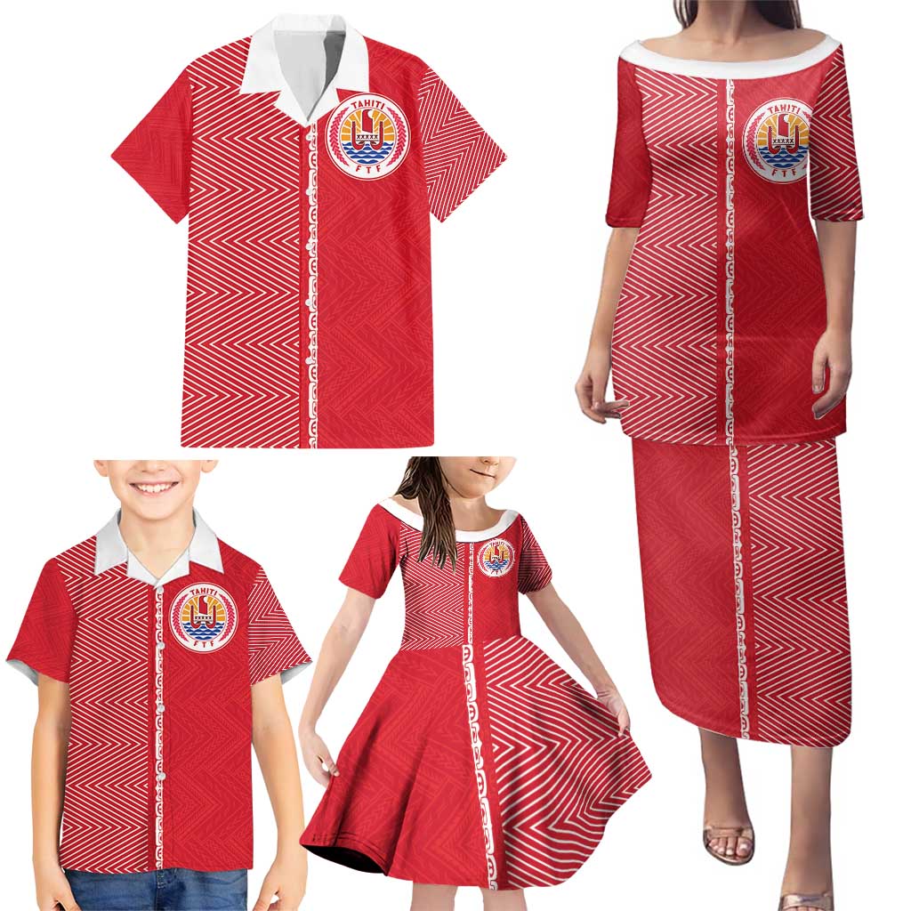 Custom Tahiti Football-Iron Warriors Family Matching Puletasi and Hawaiian Shirt LT03 - Polynesian Pride