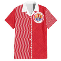 Custom Tahiti Football-Iron Warriors Family Matching Short Sleeve Bodycon Dress and Hawaiian Shirt LT03 Dad's Shirt - Short Sleeve Red - Polynesian Pride