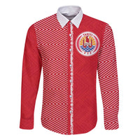 Custom Tahiti Football-Iron Warriors Family Matching Summer Maxi Dress and Hawaiian Shirt LT03 Dad's Shirt - Long Sleeve Red - Polynesian Pride