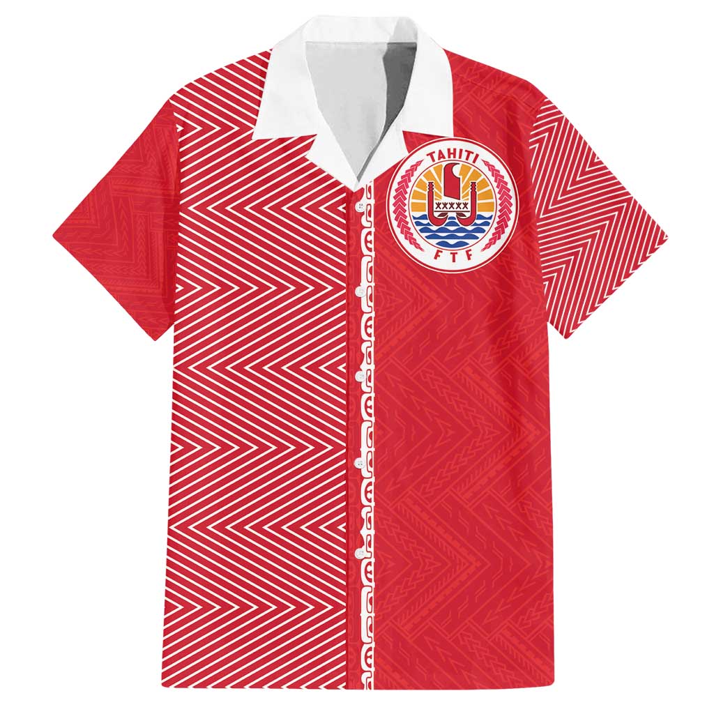 Custom Tahiti Football-Iron Warriors Family Matching Tank Maxi Dress and Hawaiian Shirt LT03 Dad's Shirt - Short Sleeve Red - Polynesian Pride