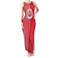 Custom Tahiti Football-Iron Warriors Family Matching Tank Maxi Dress and Hawaiian Shirt LT03 Mom's Dress Red - Polynesian Pride