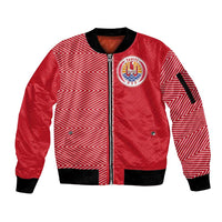 Custom Tahiti Football-Iron Warriors Sleeve Zip Bomber Jacket LT03 Unisex Red - Polynesian Pride