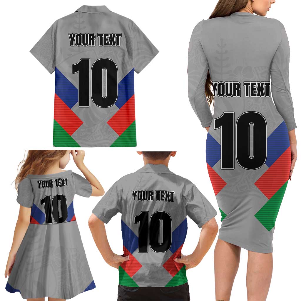 Custom New Caledonia-The Kagus Family Matching Long Sleeve Bodycon Dress and Hawaiian Shirt LT03 - Polynesian Pride